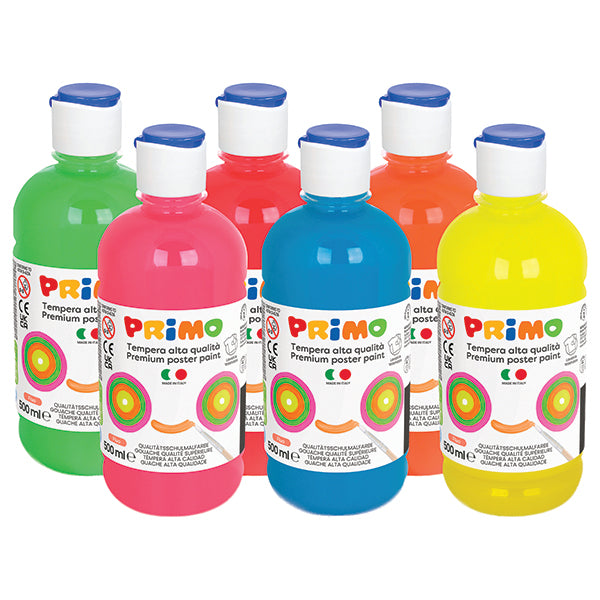 PRIMO - 255TP500ASS - Tempera brillante perlata - 500ml - colori fluo assortiti - Primo - box 6 colori - 105248 -  Conf. da 1 Pz.