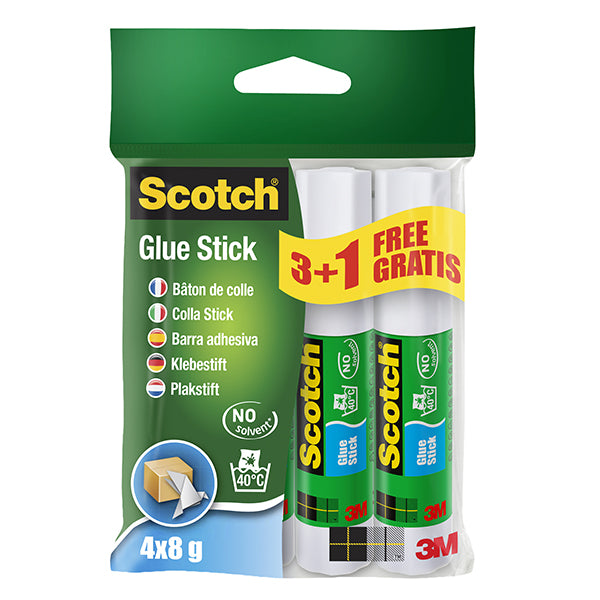 SCOTCH - 7100115629 - Colla stick - permanente - 8 gr - Scotch - Promo pack 3+1 pezzi - 105283 -  Conf. da 1 Pz.