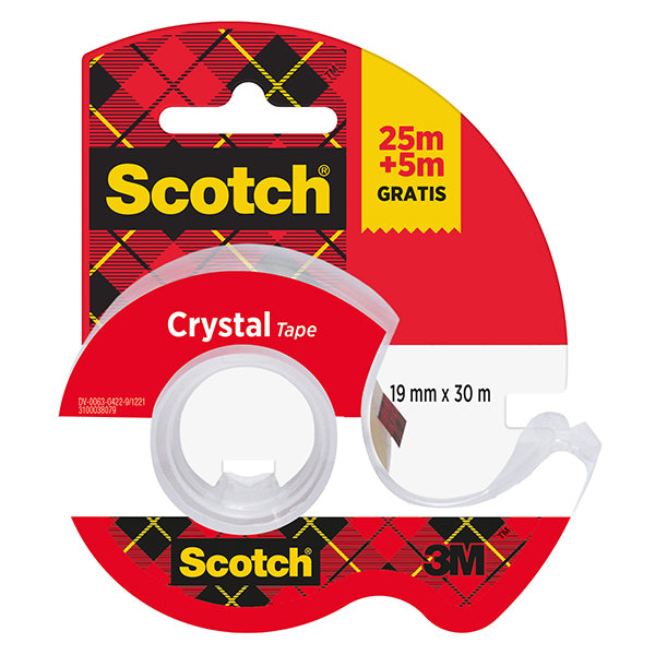 SCOTCH - 7100308146 - Nastro adesivo  in chiocciola Crystal 600 - 19 mm x 25 m + 5m gratis - acrilico - trasparente - Scotch - 105288 -  Conf. da 1 Pz.