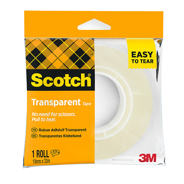 SCOTCH - 7100213210 - Nastro adesivo 508 -confezionato singolarmente -  19 mm x 33 m - PP - trasparente - Scotch - Conf. 8 rotoli - 105289 -  Conf. da 1 Pz.