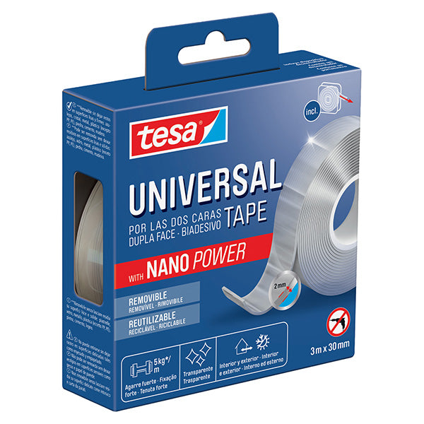 TESA - 55810-00002-00 - Nastro biadesivo Nano Power - 30 mm x 3 m - acrilico - trasparente - Tesa - 105342 -  Conf. da 1 Pz.