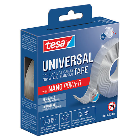 TESA - 55810-00002-00 - Nastro biadesivo Nano Power - 30 mm x 3 m - acrilico - trasparente - Tesa - 105342 -  Conf. da 1 Pz.