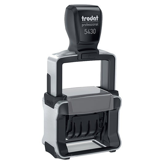TRODAT - 131659 - Timbro Professional datario 3 testi 5430  + RICEVUTO-PAGATO-REGISTRATO - 4 mm - autoinchiostrante - Trodat - 105374 -  Conf. da 1 Pz.