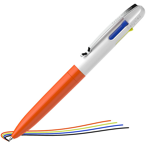 SCHNEIDER - P138126 - Penna a sfera Take 4 - punta media - 4 colori - fusto arancione fluo - Schneider - 105454 -  Conf. da 10 Pz.