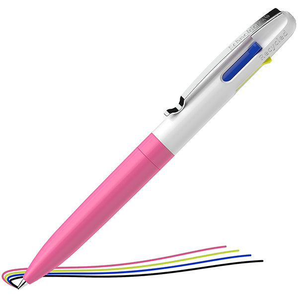 SCHNEIDER - P138129 - Penna a sfera Take 4 - punta media - 4 colori - fusto rosa fluo - Schneider - 105455 -  Conf. da 10 Pz.