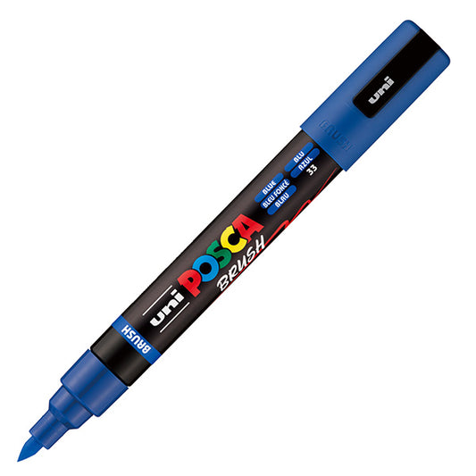 UNI MITSUBISHI - M PC5MBR B - Marcatore a base d'acqua Uni Posca PC5MBR - punta brush 1.0 - 4.0mm - blu  - Uni Mitsubishi - 105472 -  Conf. da 1 Pz.