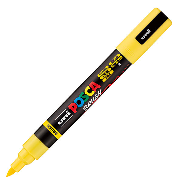 UNI MITSUBISHI - M PC5MBR G - Marcatore a base d'acqua Uni Posca PC5MBR - punta brush 1.0 - 4.0mm - giallo  - Uni Mitsubishi - 105474 -  Conf. da 1 Pz.