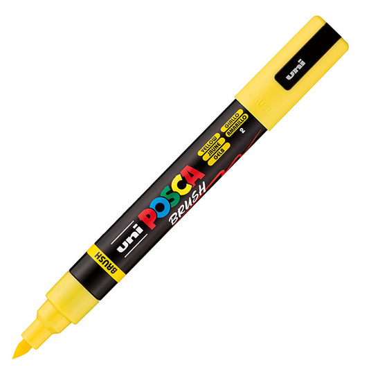 UNI MITSUBISHI - M PC5MBR G - Marcatore a base d'acqua Uni Posca PC5MBR - punta brush 1.0 - 4.0mm - giallo  - Uni Mitsubishi - 105474 -  Conf. da 1 Pz.