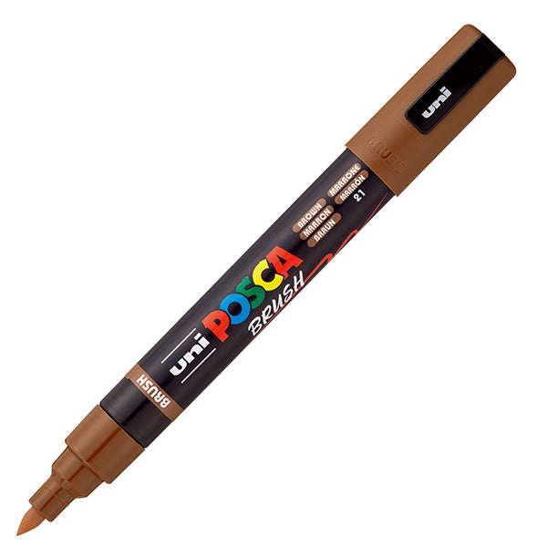 UNI MITSUBISHI - M PC5MBR M - Marcatore a base d'acqua Uni Posca PC5MBR - punta brush 1.0 - 4.0mm - marrone  - Uni Mitsubishi - 105475 -  Conf. da 1 Pz.