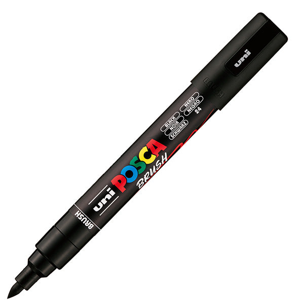 UNI MITSUBISHI - M PC5MBR N - Marcatore a base d'acqua Uni Posca PC5MBR - punta brush 1.0 - 4.0mm - nero - Uni Mitsubishi - 105476 -  Conf. da 1 Pz.