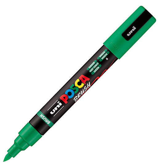 UNI MITSUBISHI - M PC5MBR V - Marcatore a base d'acqua Uni Posca PC5MBR - punta brush 1.0 - 4.0mm - verde - Uni Mitsubishi - 105479 -  Conf. da 1 Pz.