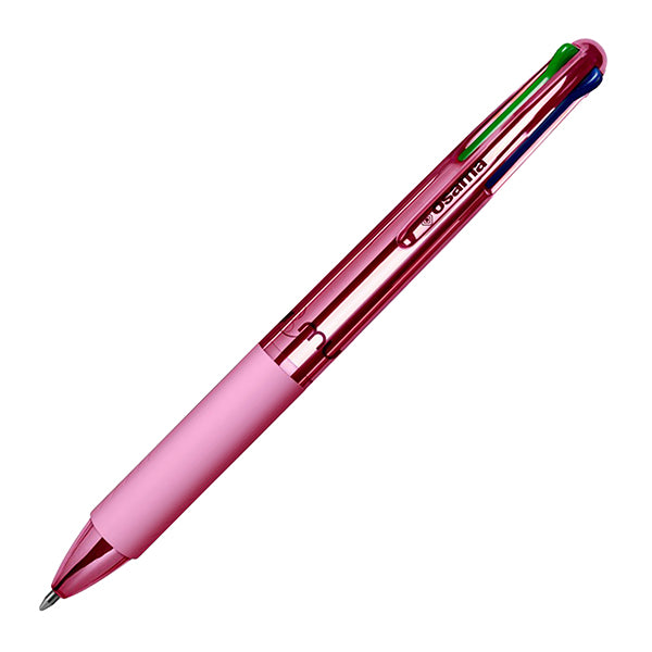 OSAMA - OW 84018669 - Penna a sfera 4 Multi Chrome - punta 1,00 mm - 4 colori - rose pink  - Osama - 105481 -  Conf. da 12 Pz.