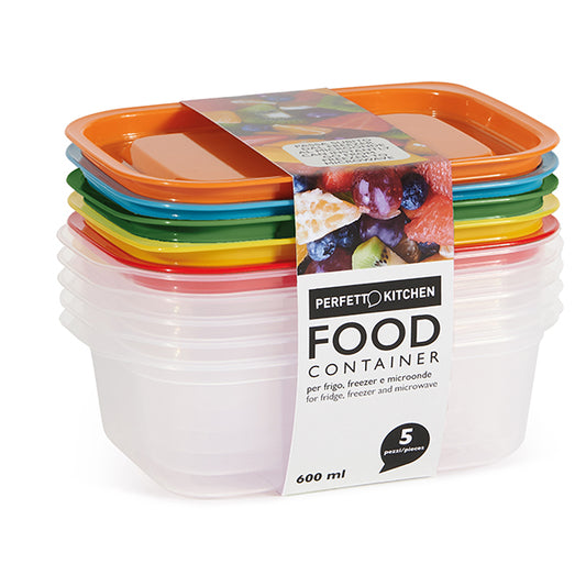 PERFETTO - 29311 - Contenitori alimenti – 185 x 125 x 561 mm – 600 ml - PP - Perfetto – conf. 5 pezzi - 105640 -  Conf. da 1 Pz.