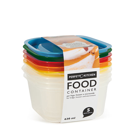 PERFETTO - 29312 - Contenitori alimenti – 150 x 137 x 69 mm – 630 ml - PP - Perfetto – conf. 5 pezzi - 105641 -  Conf. da 1 Pz.