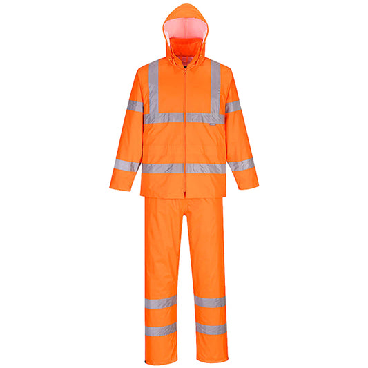 Portwest - H448ORRXL - Completo antipioggia HiVi - ripiegabile - impermeabile - XL - arancione fluo - Portwest - 105658 -  Conf. da 1 Pz.