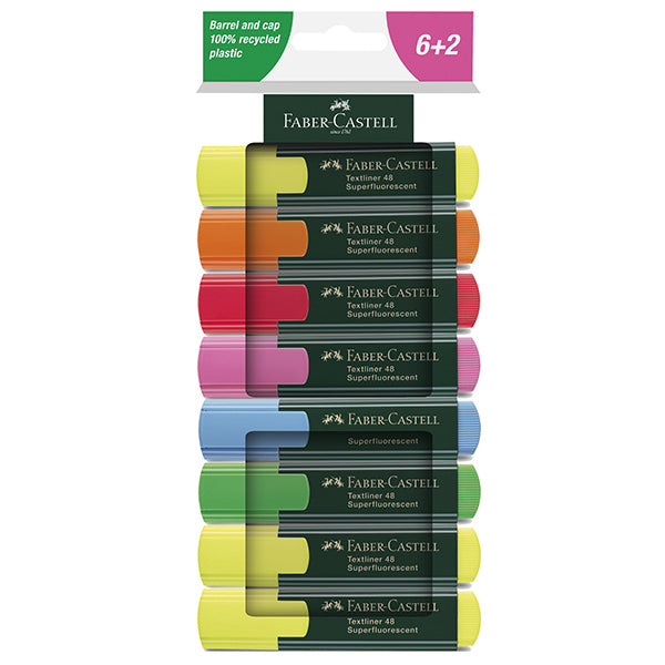 FABER-CASTELL - 254848 - Evidenziatore Textliner 48 - punta a scalpello - colori assortiti - Faber-Castell - astuccio 8 colori - 105710 -  Conf. da 1 Pz.