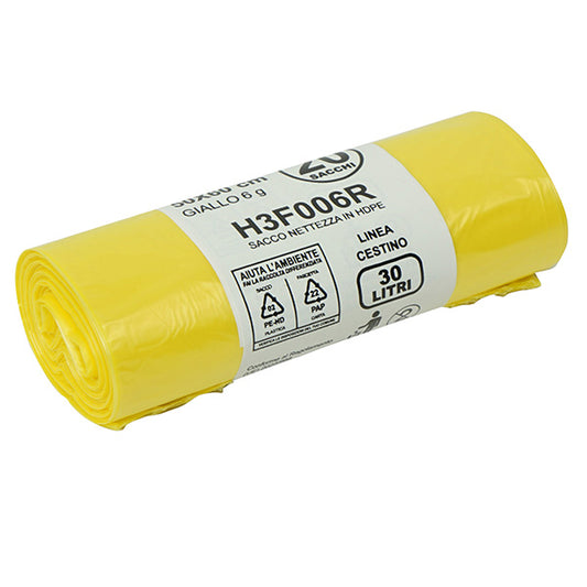 Bio Extrusion - H3F006R - Sacco rifiuti - HDPE - 50 x 60 cm - 30 L - 15my - giallo - Bio Extrusion - conf. 20 pezzi - 105858 -  Conf. da 1 Pz.