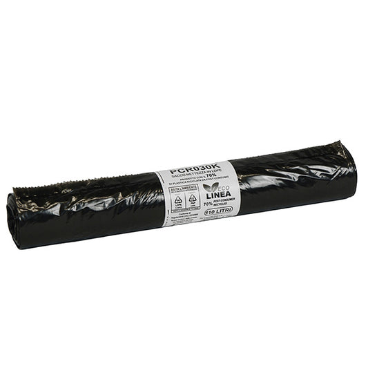 Bio Extrusion - PCR030K - Sacco rifiuti - PCR - 72 x 110 cm - 110 L - 30 gr - nero -Bio Extrusion - conf. 10 pezzi - 105859 -  Conf. da 1 Pz.