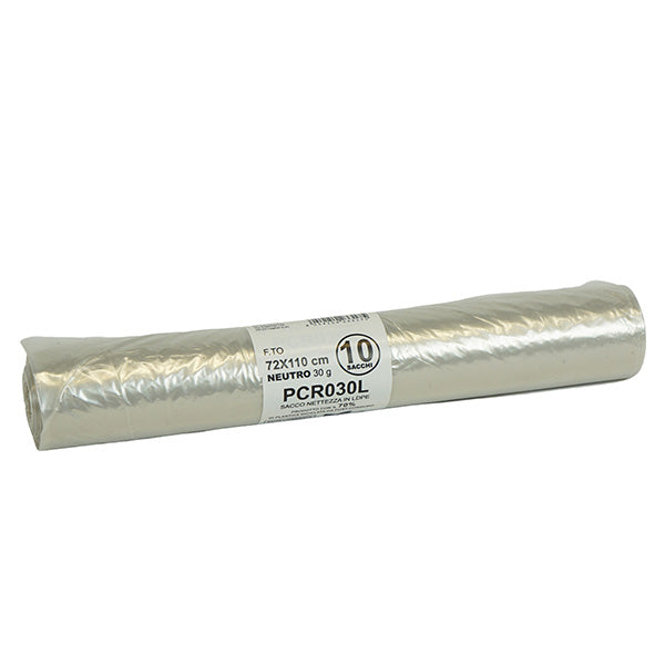 Bio Extrusion - PCR030L - Sacco rifiuti - PCR - 72 x 110 cm - 110 L - 30 gr - neutro -Bio Extrusion - conf. 10 pezzi - 105860 -  Conf. da 1 Pz.