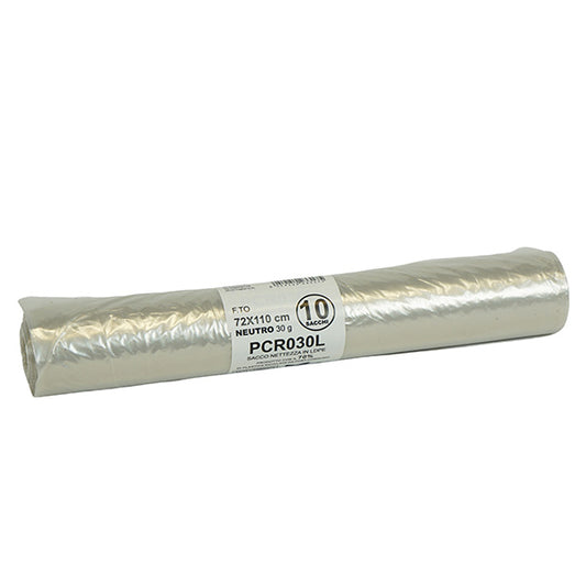 Bio Extrusion - PCR030L - Sacco rifiuti - PCR - 72 x 110 cm - 110 L - 30 gr - neutro -Bio Extrusion - conf. 10 pezzi - 105860 -  Conf. da 1 Pz.