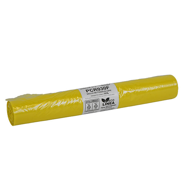 Bio Extrusion - PCR030F - Sacco rifiuti - PCR - 72 x 110 cm - 110 L - 30 gr - giallo -Bio Extrusion - conf. 10 pezzi - 105861 -  Conf. da 1 Pz.
