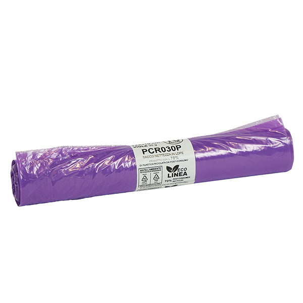 Bio Extrusion - PCR030P - Sacco rifiuti - PCR - 72 x 110 cm - 110 L - 30 gr - viola -Bio Extrusion - conf. 10 pezzi - 105862 -  Conf. da 1 Pz.
