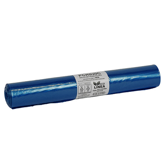 Bio Extrusion - PCR030C - Sacco rifiuti - PCR - 72 x 110 cm - 110 L - 30 gr - azzurro -Bio Extrusion - conf. 10 pezzi - 105864 -  Conf. da 1 Pz.