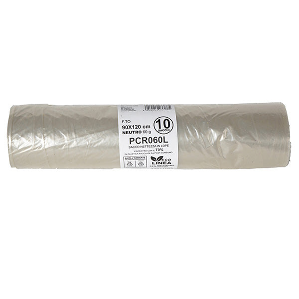 Bio Extrusion - PCR060L - Sacco rifiuti - PCR - 90 x 120 cm - 120 L - 60 gr - neutro -Bio Extrusion - conf. 10 pezzi - 105865 -  Conf. da 1 Pz.