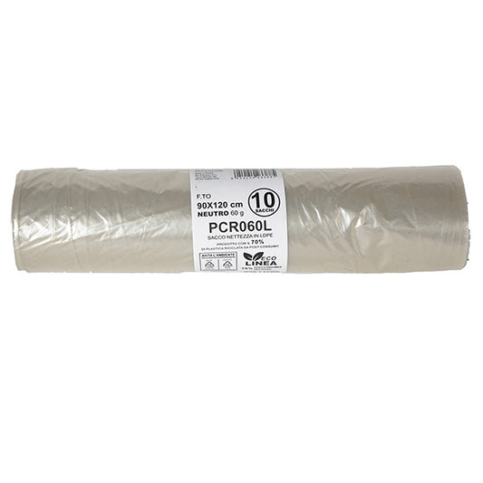 Bio Extrusion - PCR060L - Sacco rifiuti - PCR - 90 x 120 cm - 120 L - 60 gr - neutro -Bio Extrusion - conf. 10 pezzi - 105865 -  Conf. da 1 Pz.
