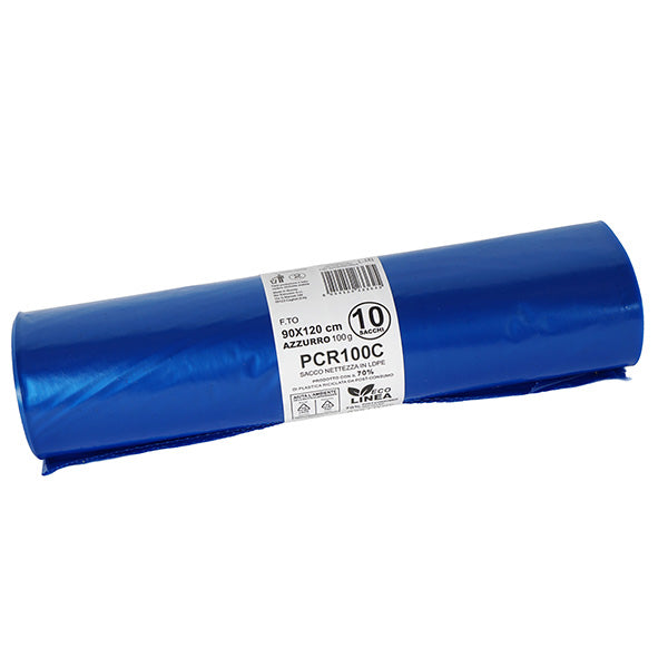 Bio Extrusion - PCR060C - Sacco rifiuti - PCR - 90 x 120 cm - 120 L - 60 gr - azzurro -Bio Extrusion - conf. 10 pezzi - 105867 -  Conf. da 1 Pz.