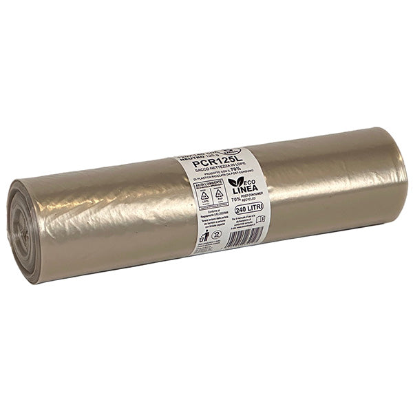 Bio Extrusion - PCR125L - Sacco rifiuti - PCR - 120 x 140 cm - 240 L - 125 gr - neutro -Bio Extrusion - conf. 8 pezzi - 105871 -  Conf. da 1 Pz.