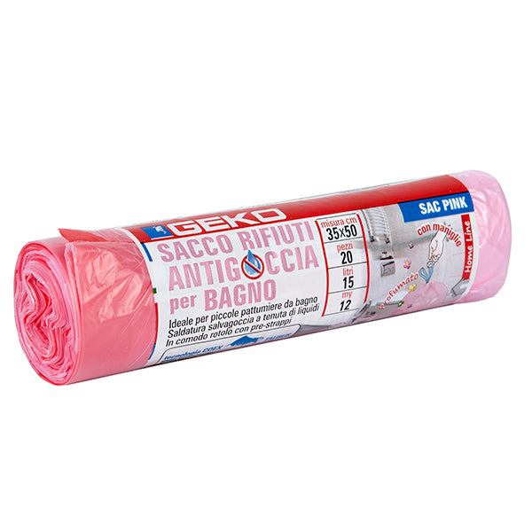 Geko - 8500100002 - Sacchi per rifiuti organici Sac Bio - 35 x 50cm - 15 L - 12 micron - rosa - Geko - rotolo da 20 sacchetti - 105875 -  Conf. da 1 Pz.