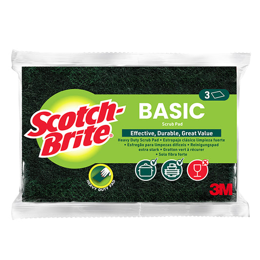 3M - 7100359966 - Spugna solo fibra - 14,2x2,4x11,5 cm - verde - Scotch-Brite - conf. 3 pezzi - 105909 -  Conf. da 1 Pz.