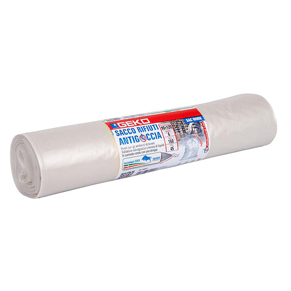 Geko - 8500800001 - Sacchi per rifiuti - 90 x 120 cm - 160 L - 45 micron - LDPE - ambra trasparente - Geko - rotolo da 6 sacchetti - 105925 -  Conf. da 1 Pz.