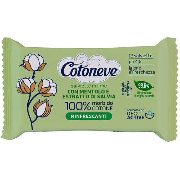 COTONEVE - 3675CV - Salvietta intima rinfrescante - cotone biodegradabile - Cotoneve - conf. 12 pezzi - 105926 -  Conf. da 1 Pz.