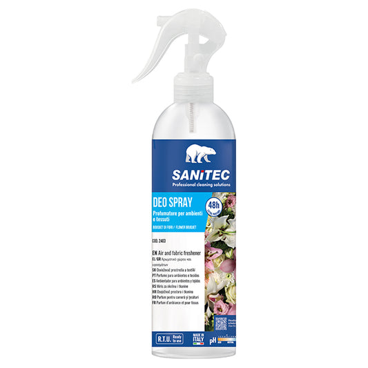 Sanitec - 2403 - Profumatore Deo Spray - per ambienti e tessuti - trigger 300 ml - bouquet di fiori - Sanitec - 105950 -  Conf. da 1 Pz.