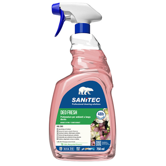 Sanitec - 2303 - Profumatore Deo Fresh - per ambienti e tessuti - trigger 750 ml - bouquet di fiori - Sanitec - 105953 -  Conf. da 1 Pz.
