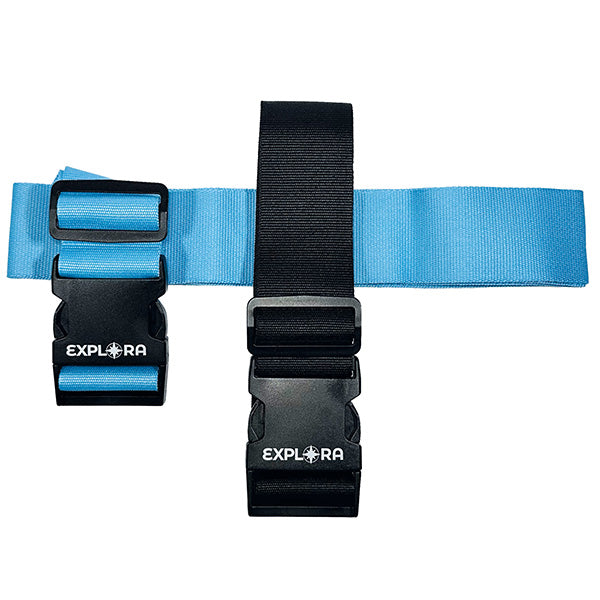 LEBEZ - 82270. - Cinghie per valigia Explora - 190 x 5 cm - azzurro nero - Lebez - set 2 pezzi - 106050 -  Conf. da 1 Pz.