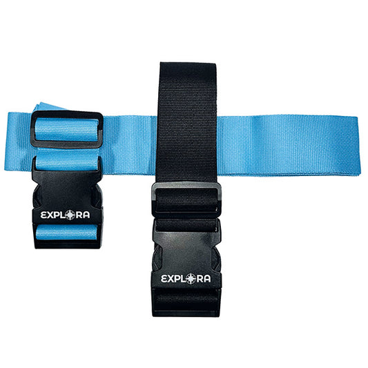 LEBEZ - 82270. - Cinghie per valigia Explora - 190 x 5 cm - azzurro nero - Lebez - set 2 pezzi - 106050 -  Conf. da 1 Pz.