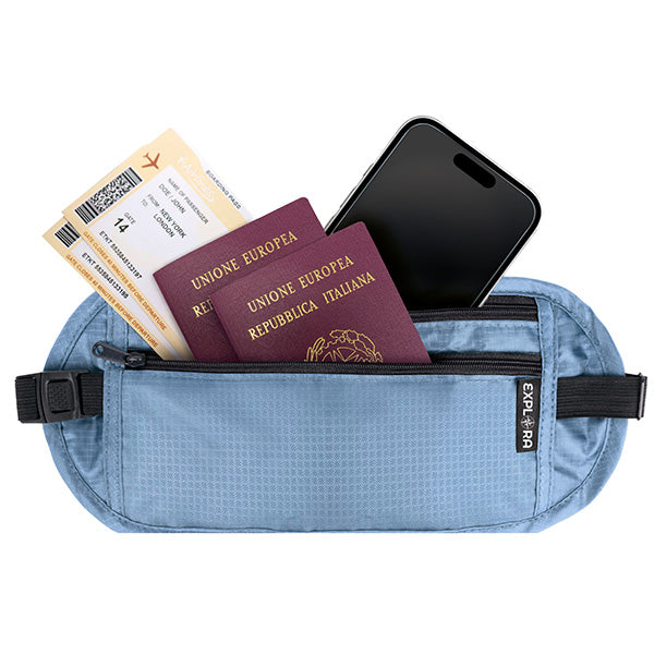 LEBEZ - 82261. - Cintura da viaggio Explora - 25 x 14,5 cm - tessuto - azzurro - Lebez - 106054 -  Conf. da 1 Pz.