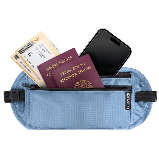 LEBEZ - 82261. - Cintura da viaggio Explora - 25 x 14,5 cm - tessuto - azzurro - Lebez - 106054 -  Conf. da 1 Pz.
