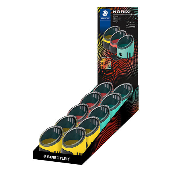 STAEDTLER - 516 001 - Temperamatite Norix® Tub - 1 foro - c-contenitore - colori assortiti - Staedtler - 106127 -  Conf. da 10 Pz.