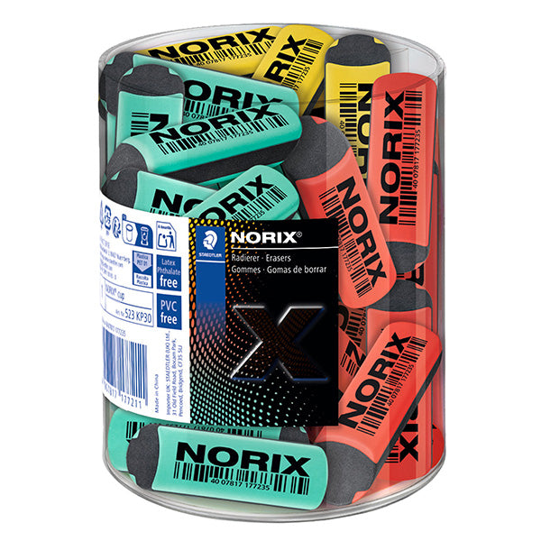 STAEDTLER - 523 KP30 - Norix® Eraser - colori assortiti - barattolo 30 pezzi - 106128 -  Conf. da 1 Pz.