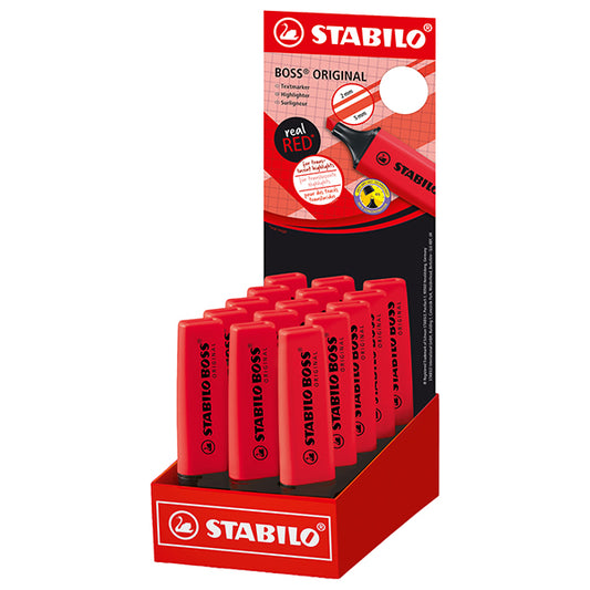 STABILO - 70-15-7 - Evidenziatore Stabilo Boss Original - punta a scalpello - tratto 2 - 5 mm - rosso rosso - Stabilo - expo 15 pezzi - 106161 -  Conf. da 1 Pz.