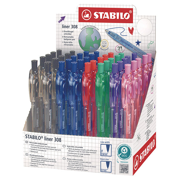 STABILO - 308H-1-40-01 - Penna a sfera Liner 308 - punta F - colori assortiti - Stabilo - expo 40 pezzi - 106162 -  Conf. da 1 Pz.