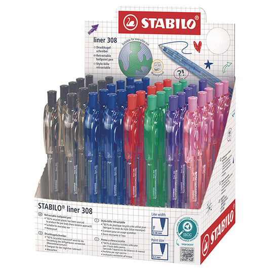 STABILO - 308H-1-40-01 - Penna a sfera Liner 308 - punta F - colori assortiti - Stabilo - expo 40 pezzi - 106162 -  Conf. da 1 Pz.