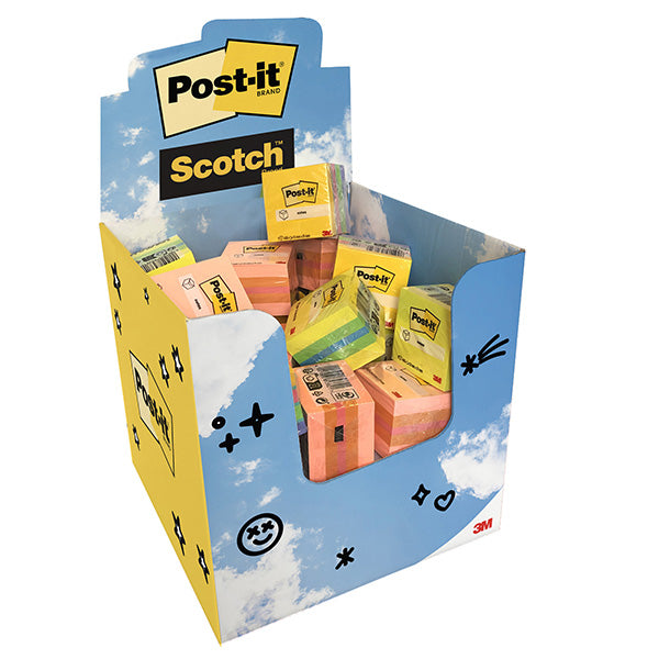POST-IT - 7100410373 - Blocchetto Mini Cubo - 51 x 51 mm - 400 fg - colori assortiti - Post-it® - expo 30 pezzi - 106198 -  Conf. da 1 Pz.