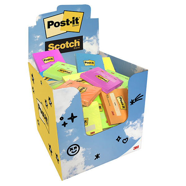POST-IT - 7100410435 - Blocchetto adesivo - 76 x 76 mm - 100 fg - colori assortiti - Post-it® - expo 60 pezzi - 106200 -  Conf. da 1 Pz.