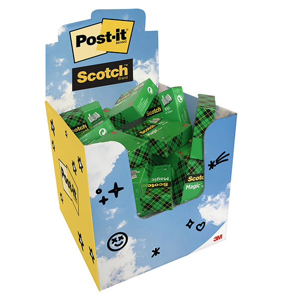 SCOTCH - 7100410393 - Nastro adesivo - 19 mm x 33 m - neutro - Scotch®Magic® - expo 32 pezzi - 106201 -  Conf. da 1 Pz.