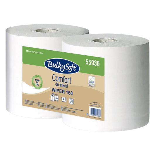 BulkySoft - 55936.E10 - Bobina asciugatutto Comfort - 2 veli - 24 cm x 168 mt - 18 gr - diametro 24,5 cm - microgoffrata - bianco - BulkySoft - 106314 -  Conf. da 2 Pz.